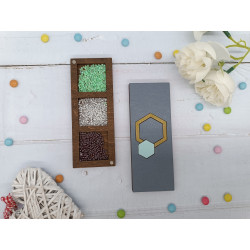Wooden box for beads. Turquoise hexagon KF027/105